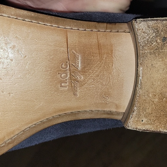 N.D.C. Hand-made in Italy Velvet Bowler Loafer Suede Leather Designer 45/12 Blue main image 5